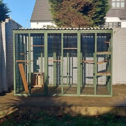 Waterproof Four-Sided Catio cat enclosure painted green.  182CM (6FT) X 274CM (9FT) Waterproof Four-Sided Catio cat enclosure painted green.  182CM (6FT) X 274CM (9FT)